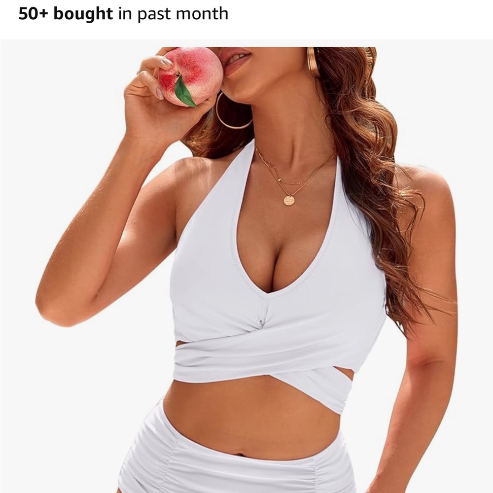 White Halter Bikini Set